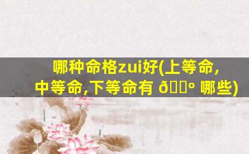 哪种命格zui
好(上等命,中等命,下等命有 🐺 哪些)